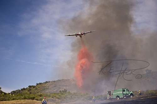 Cal-Fire S2T dropping retardant with US Forest Service